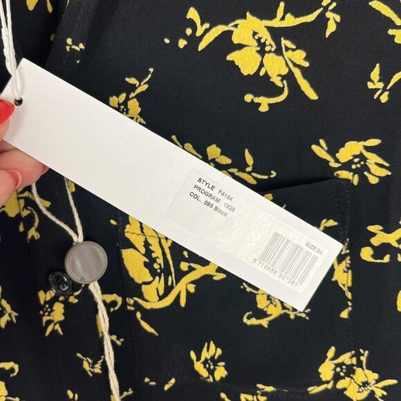 Ganni button down up shirt black yellow floral size 34​​​​ - Picture 6 of 8